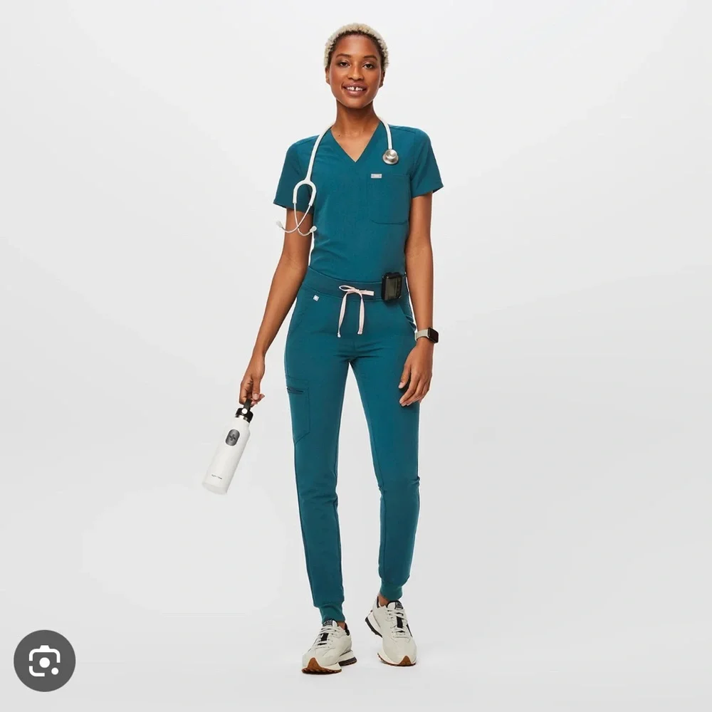 Figs Women's Pants in Teal - Picture 3 of 3